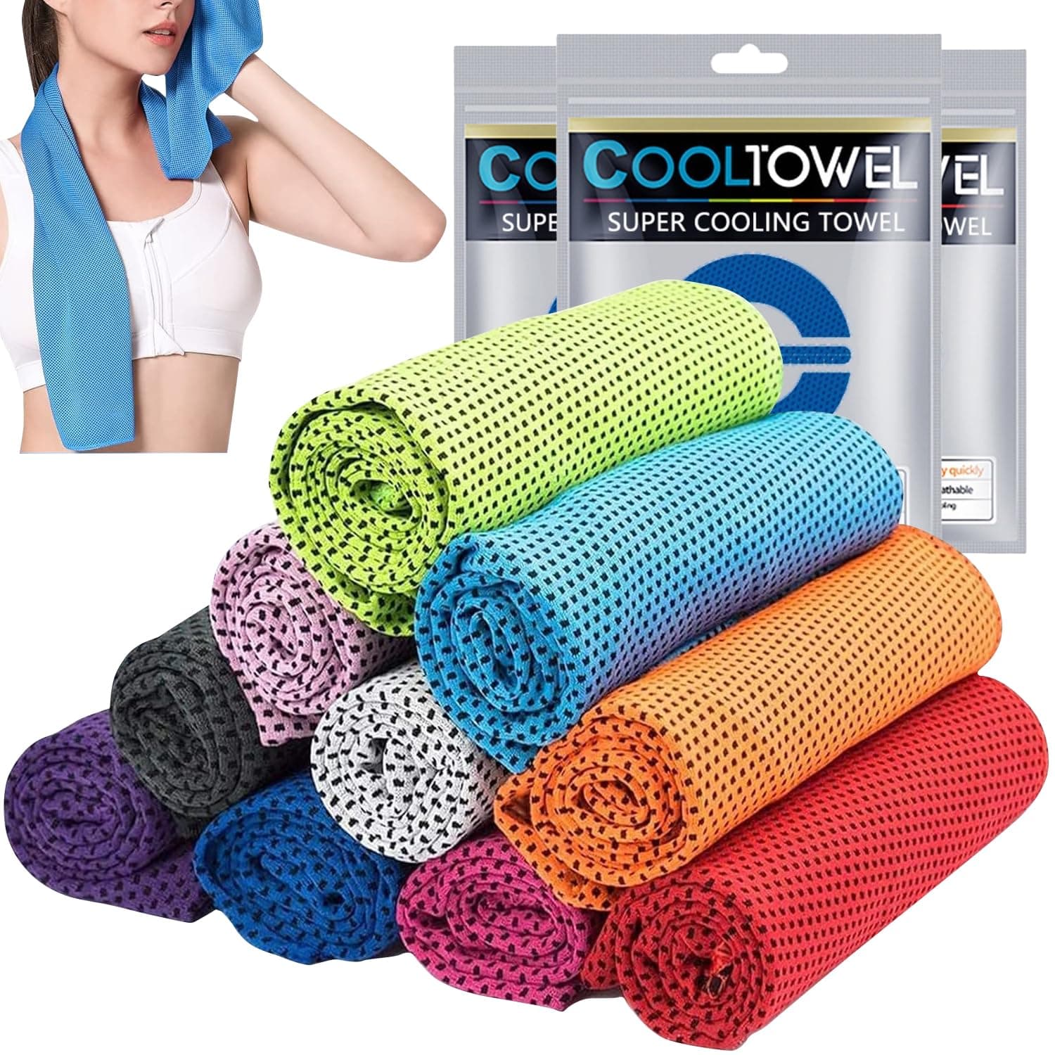 EIGYO 10 Pzs Toallas de Microfibra 90x30 cm para Gym y Viaje