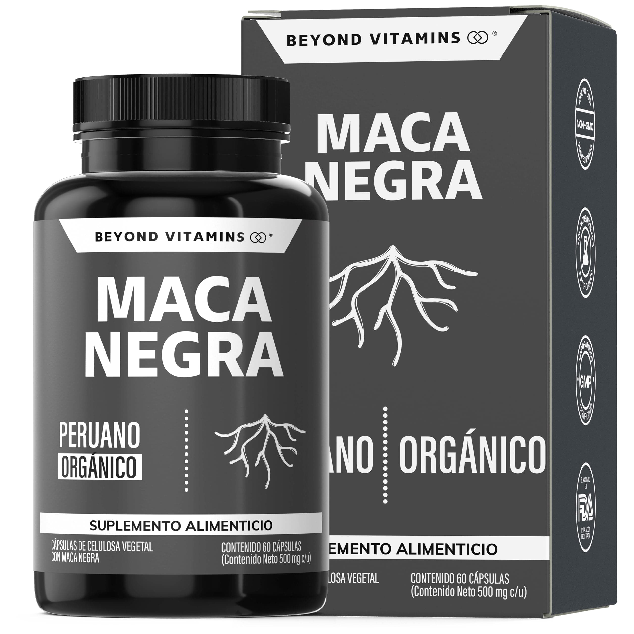 Maca Negra | 1000 mg de Maca Negra Peruana Orgánica por porción | Sin Azúcar