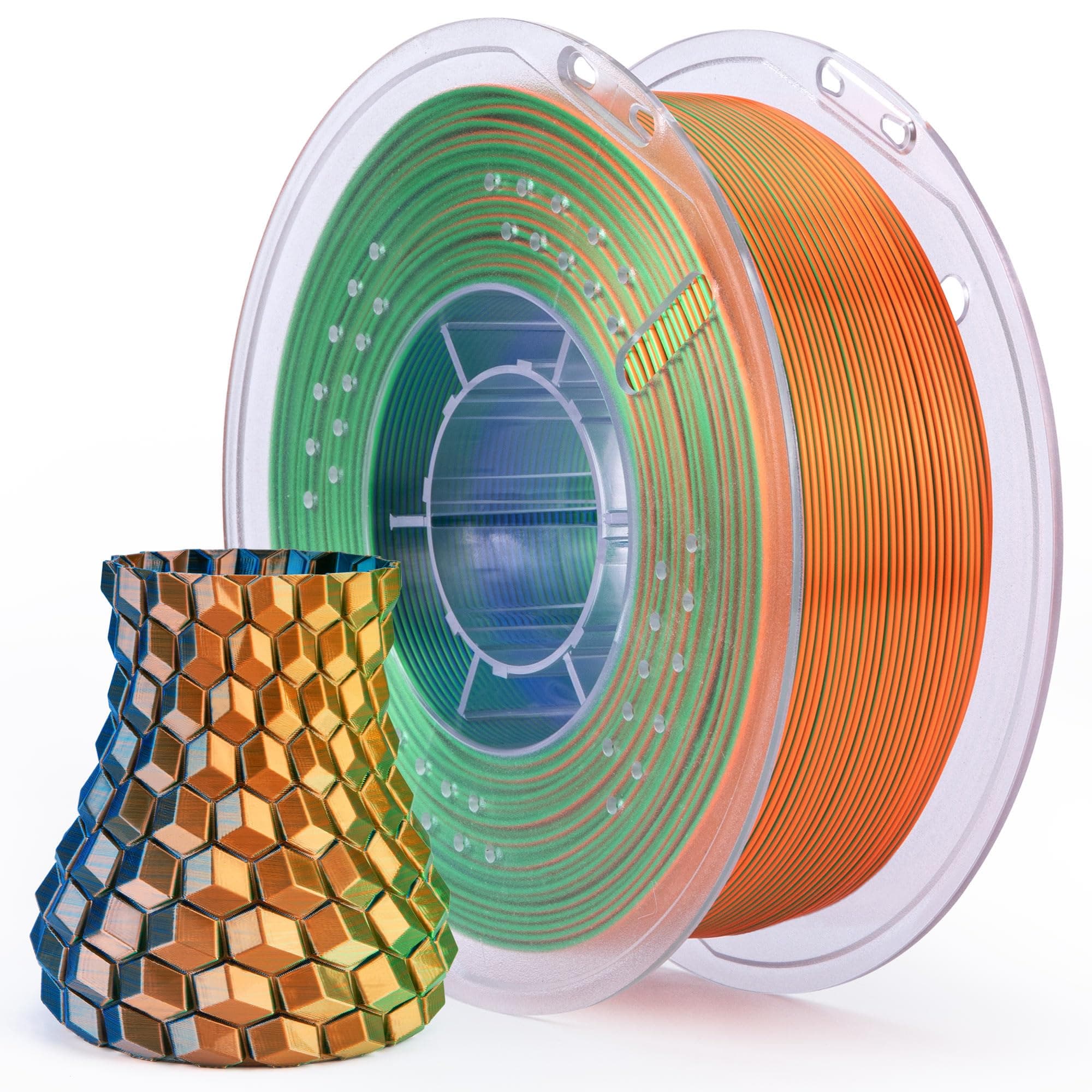 ELEGOO Filamento PLA Silk 1.75 1KG Azul Verde Naranja de Seda