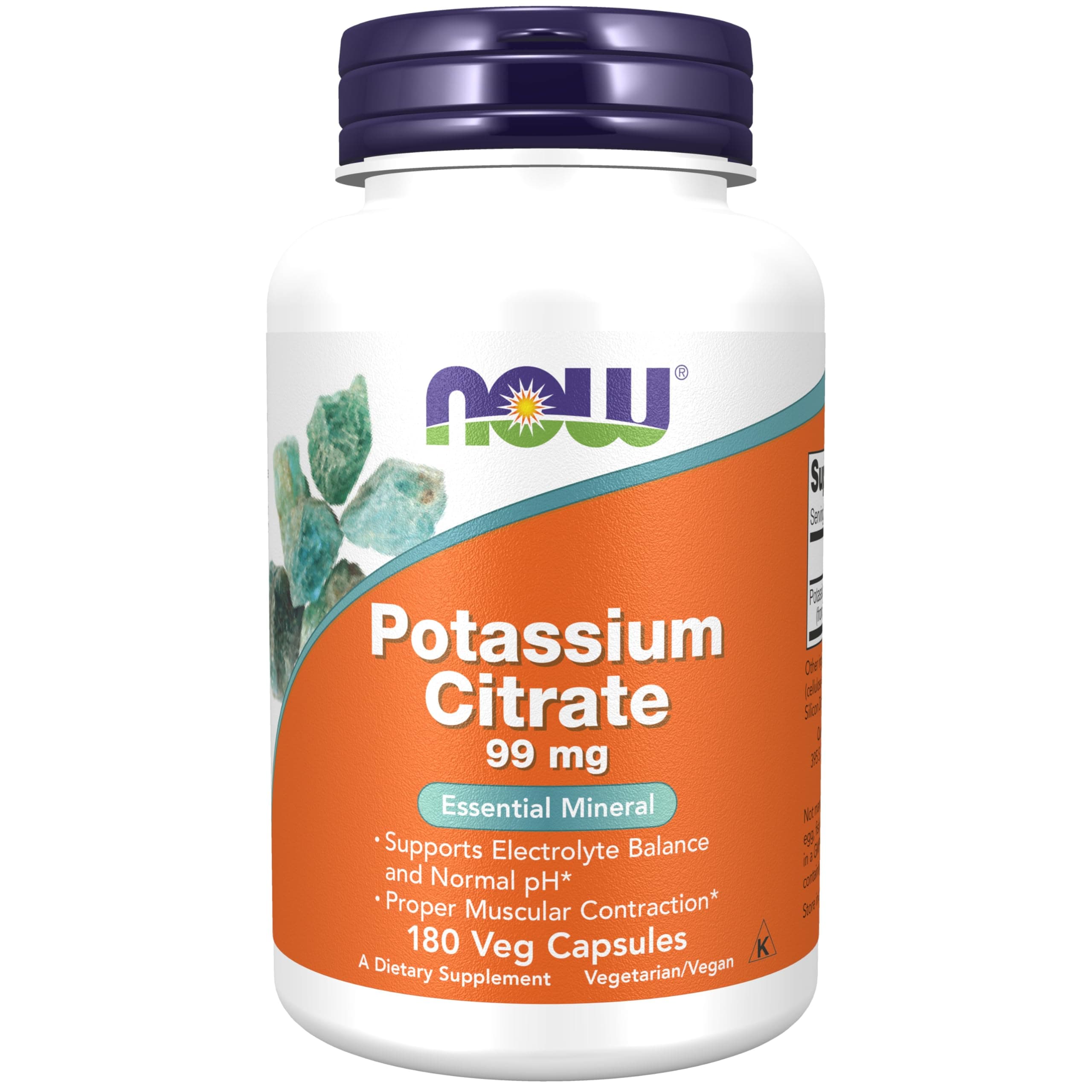 Now Foods Potassium Citrate 99 mg Capsules, 180-Count