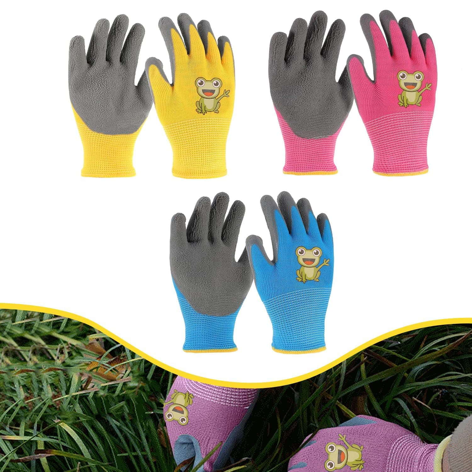 3 pares Guantes de Jardinería para Niños de 5~7 Años Guantes Anticorte Guantes de Jardín para Niños