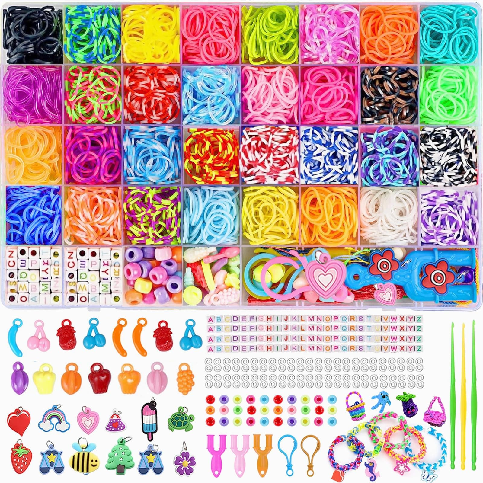 2700+ Kit para Hacer Pulseras de Goma 32 Colores,Manualidades DIY para Niño