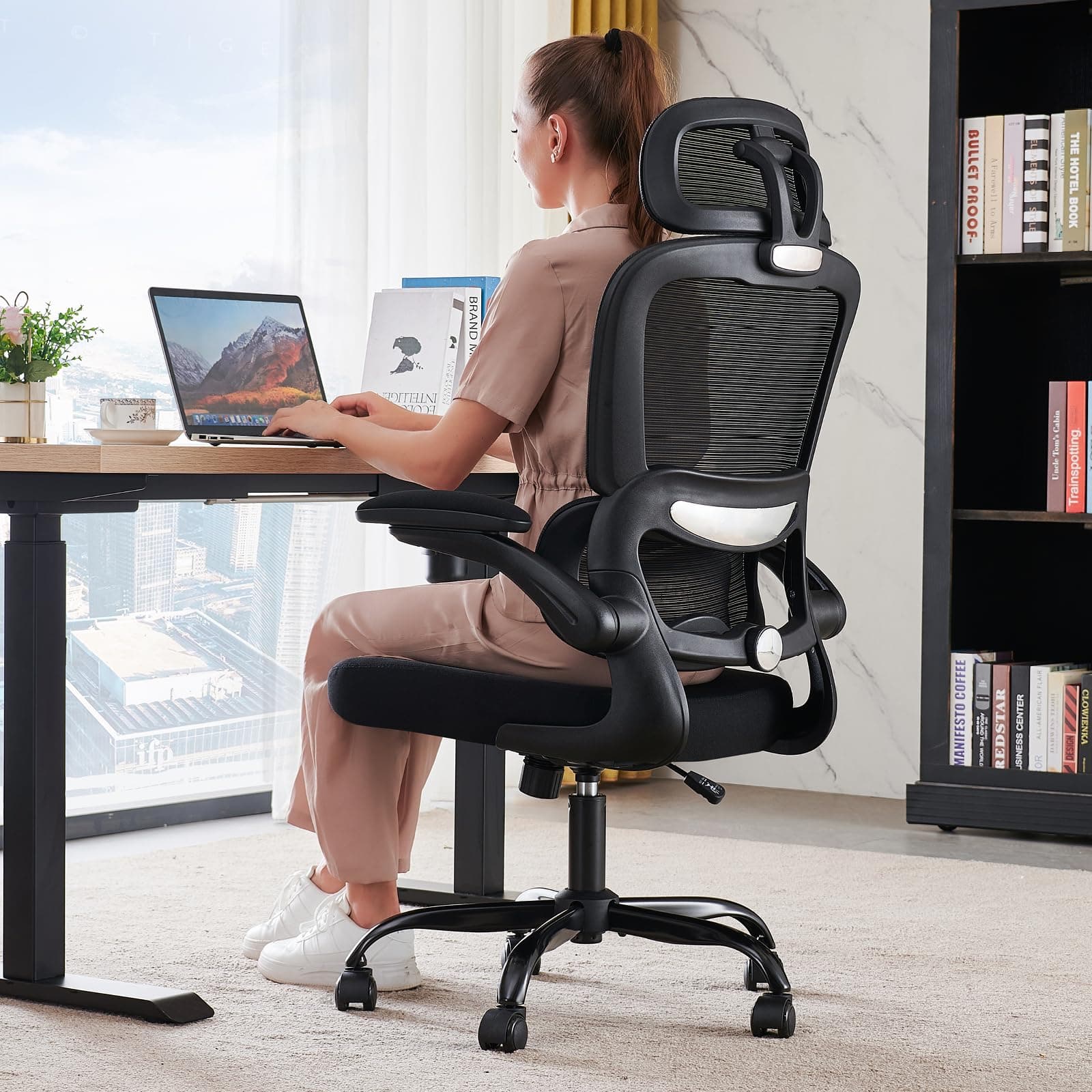 TRALT Silla Ergonomica Escritorio Silla de Oficina Soporte Lumbar Ajustable
