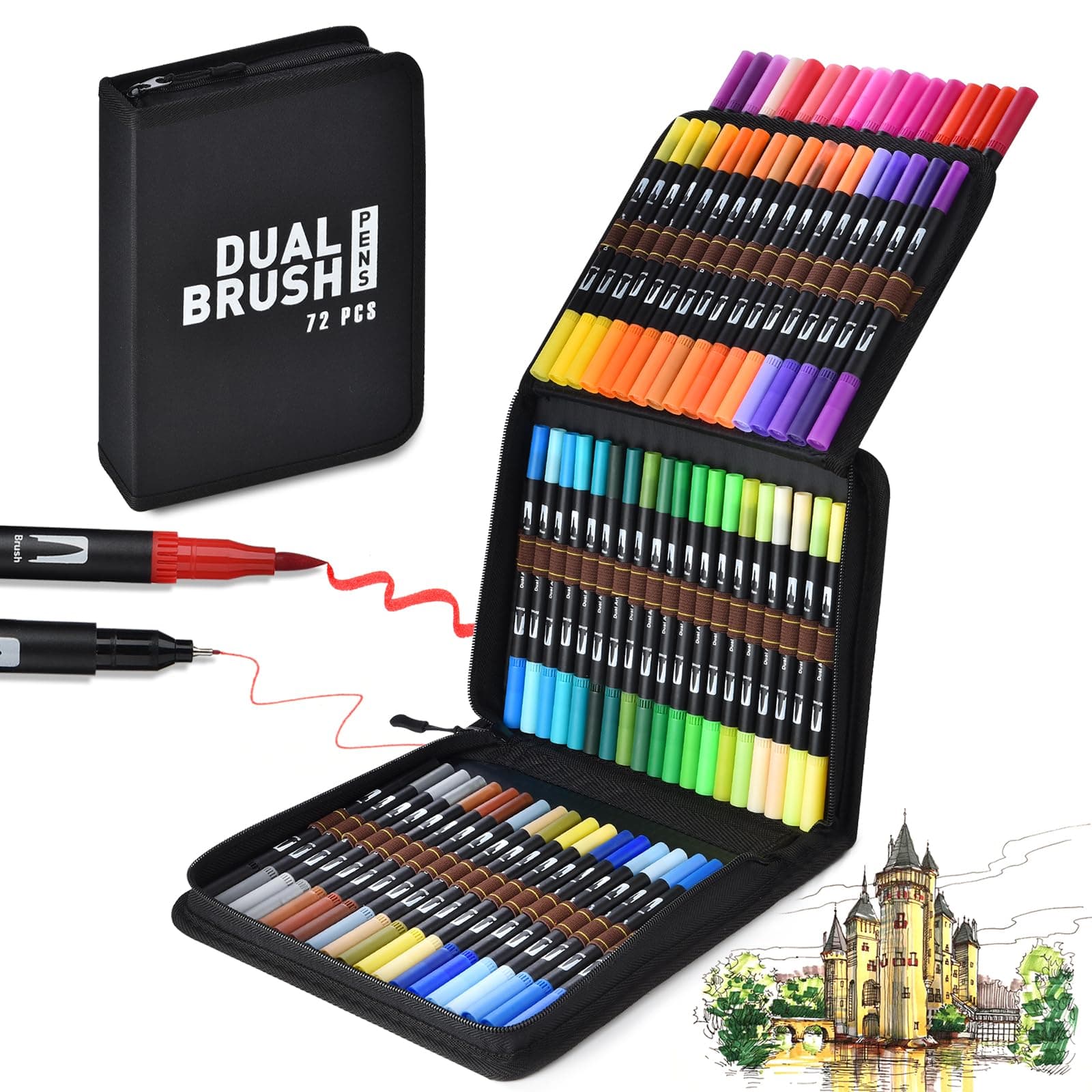 72/100/120 Colores Plumones Doble Punta Pencil