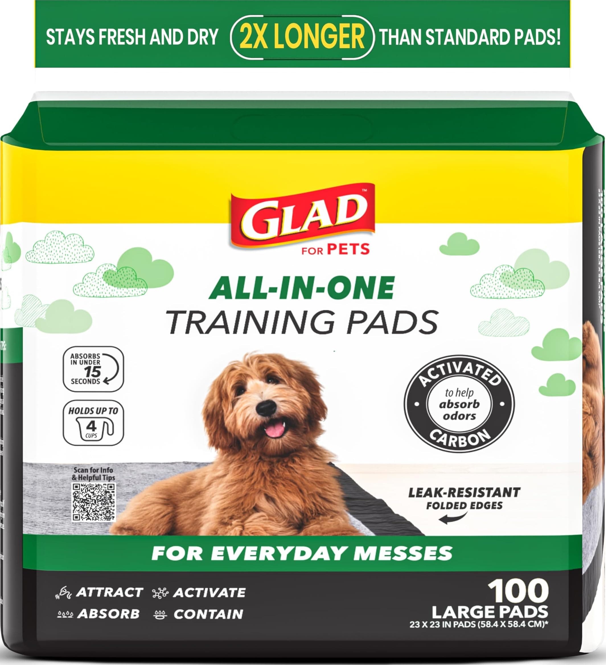 Glad, Tapete Entrenador para Perro Carbon Activado 100 pzas
