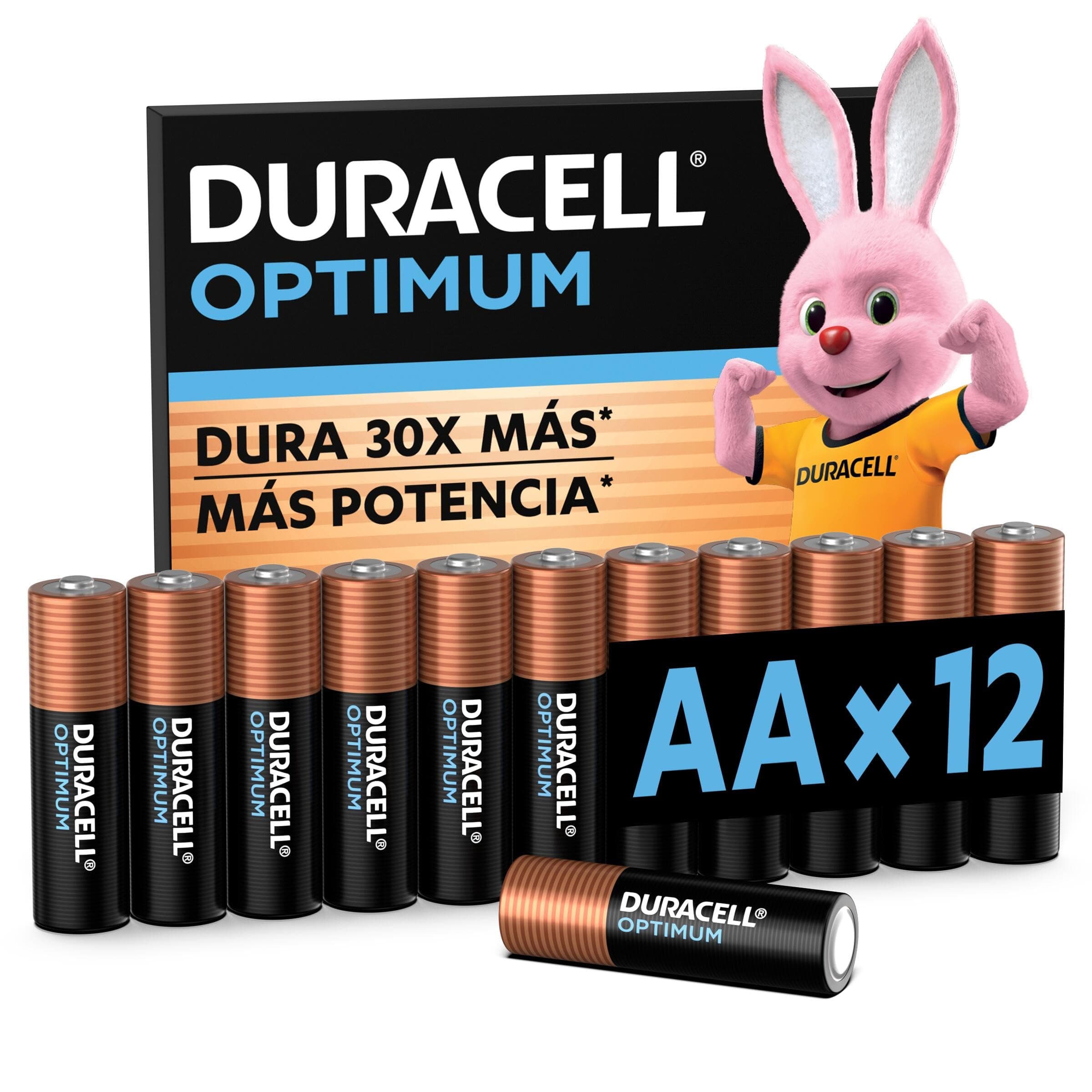 Duracell Pila Alcalina AA - Pack x12 Optimum Dura 30X Más