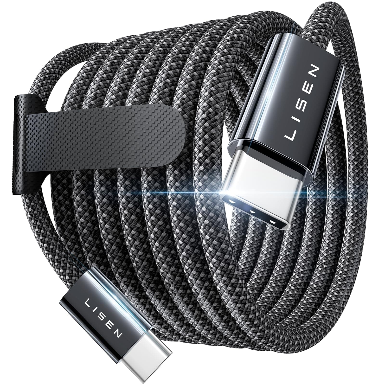 LISEN Cable USB C 60W, 2M Cable Tipo C Carga Rapida Nylon Trenzado, Cable C a C, Compatiblecon