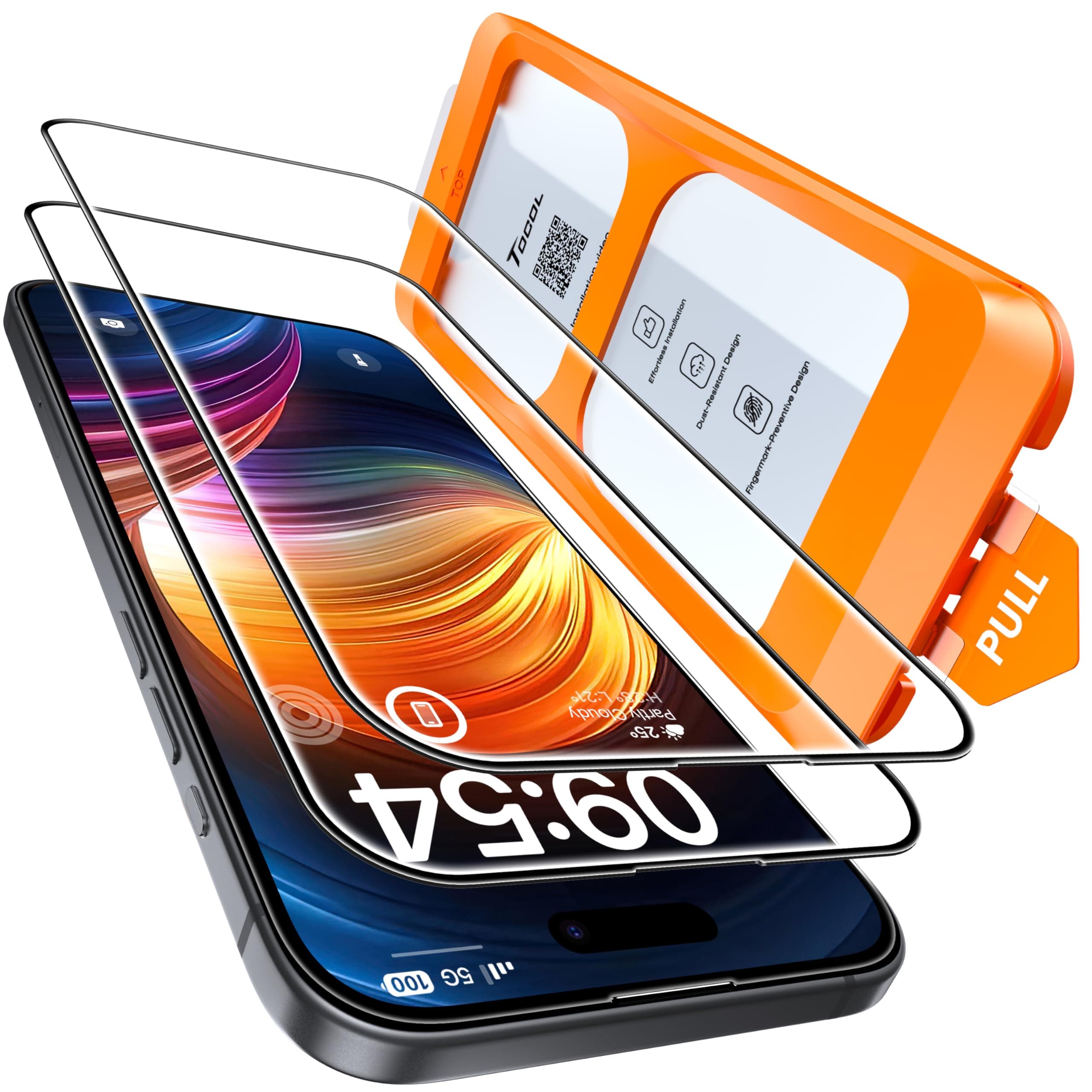 TOCOL Mica Protector de Pantalla para iPhone 15, Instalación Fácil