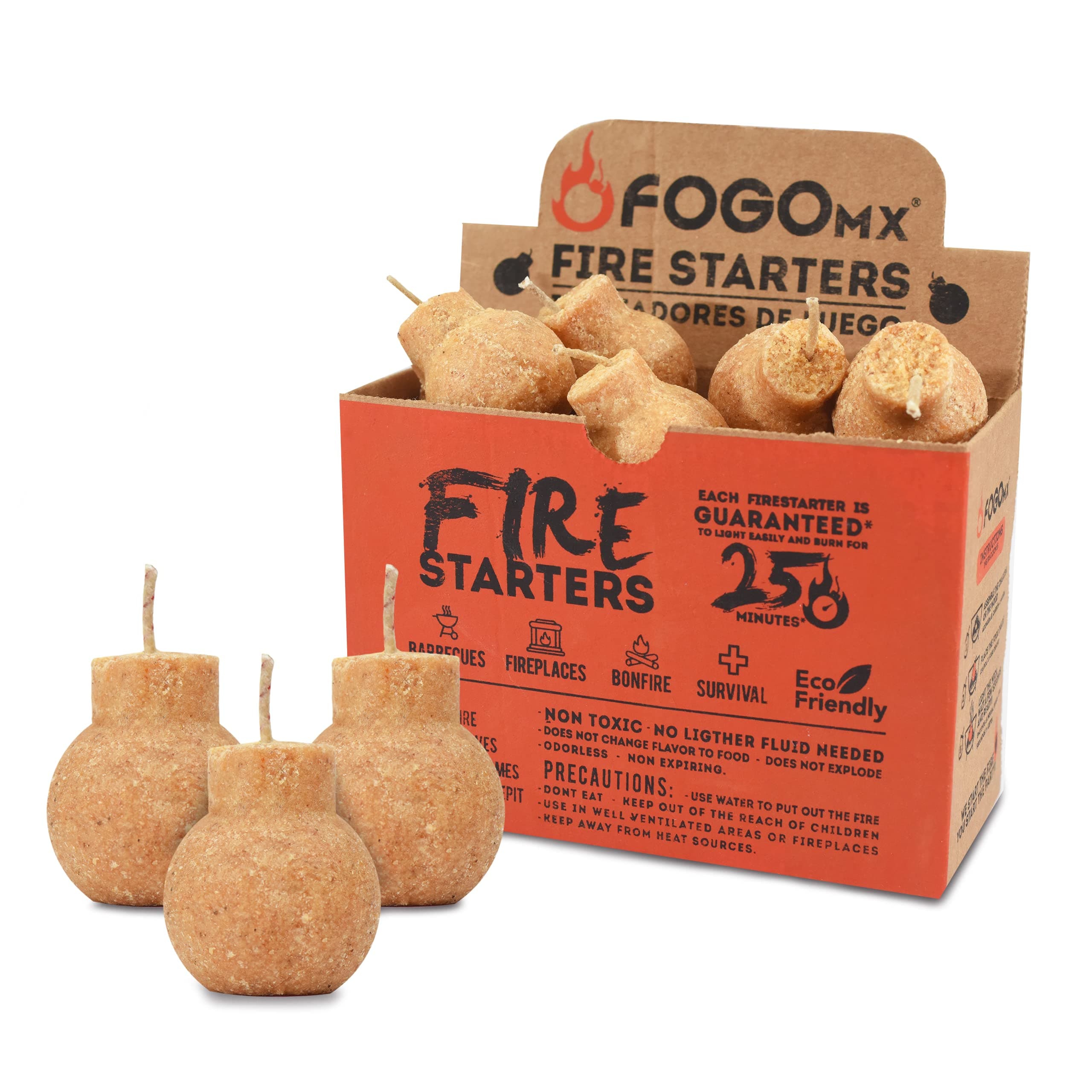 FOGOMX Iniciador de Fuego Mini 16 Piezas de Madera y Cera Natural para Campamentos Parrillas