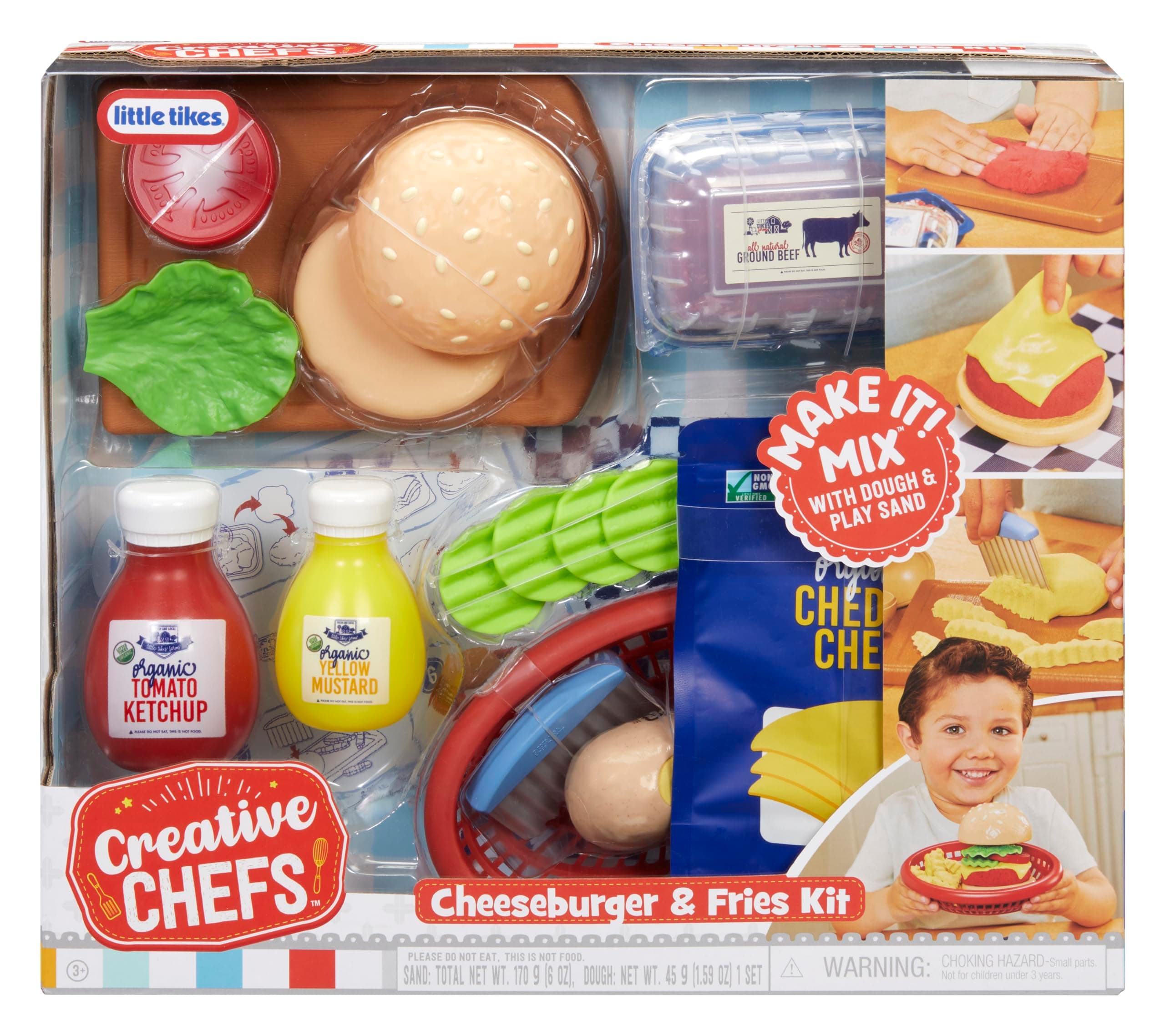 Little Tikes, Creative Chefs Kit de Hamburguesa, Juguetes de Cocina, Incluye Arena Make-It! Mix, 22