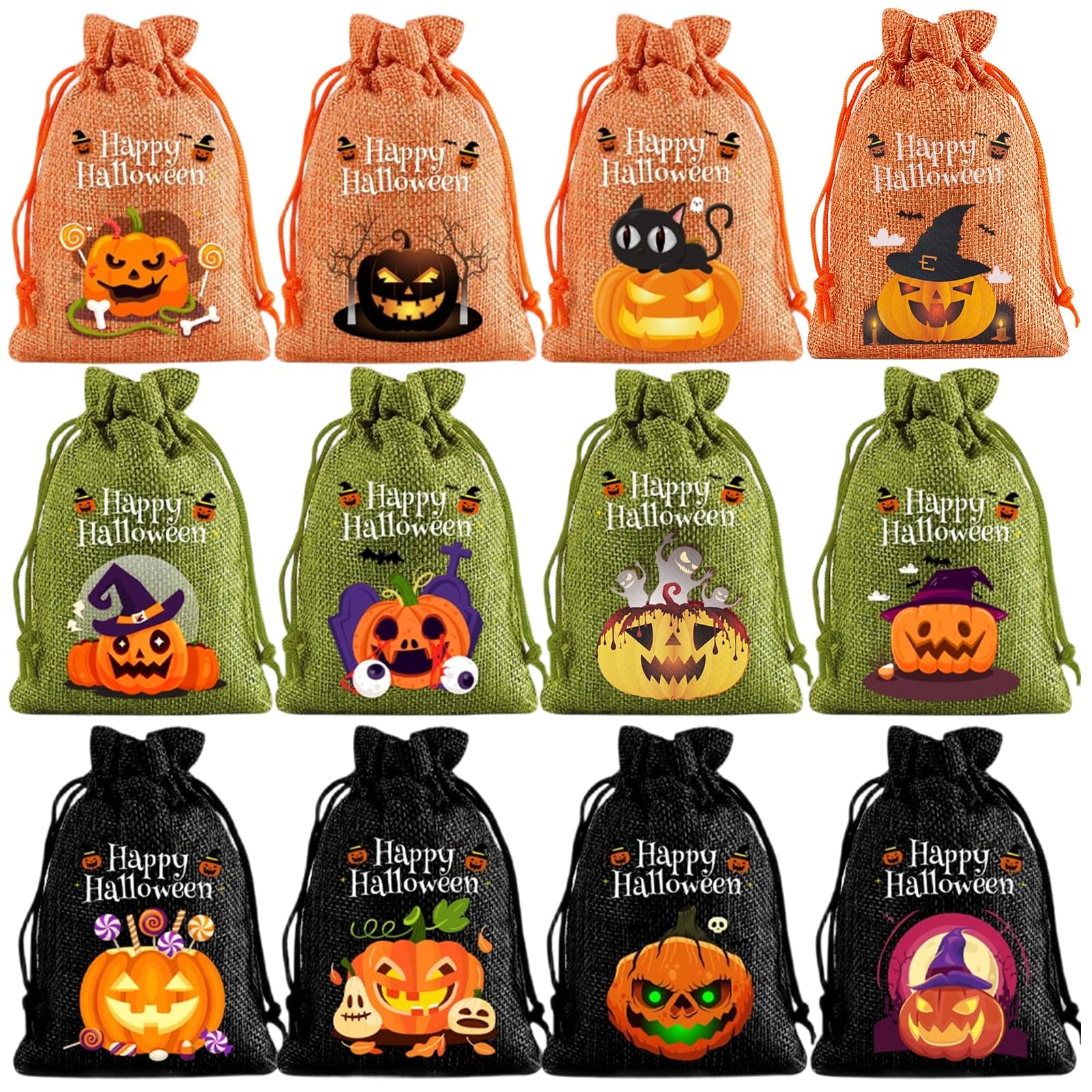 36pcs Bolsas de Regalo de arpillera para Halloween,10x14cm