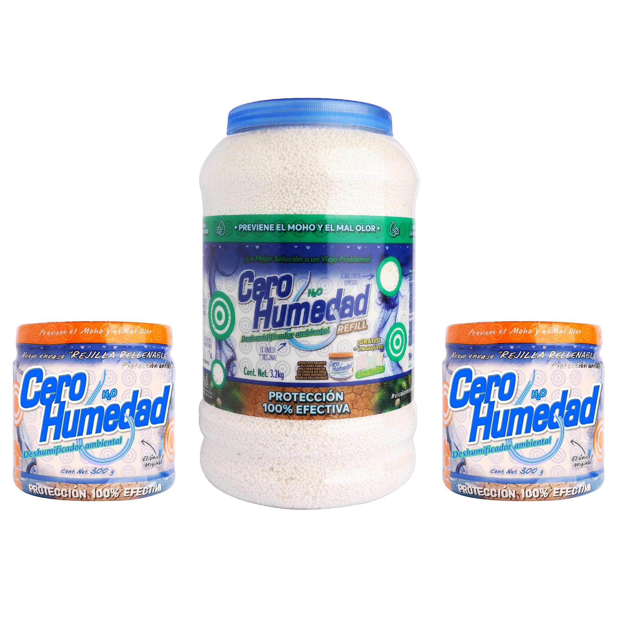 Cero Humedad - Deshumidificador de 3.2 Kg - Incluye 2 Rejillas Rellenables 300 Grs c/u