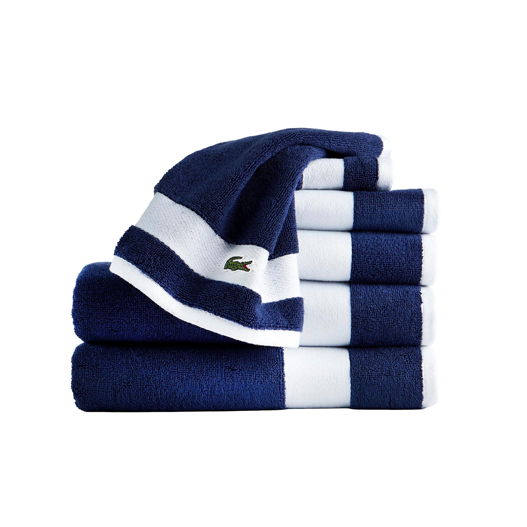 Lacoste Sport Stripe - Juego de toallas de algodón de lujo de 6 piezas