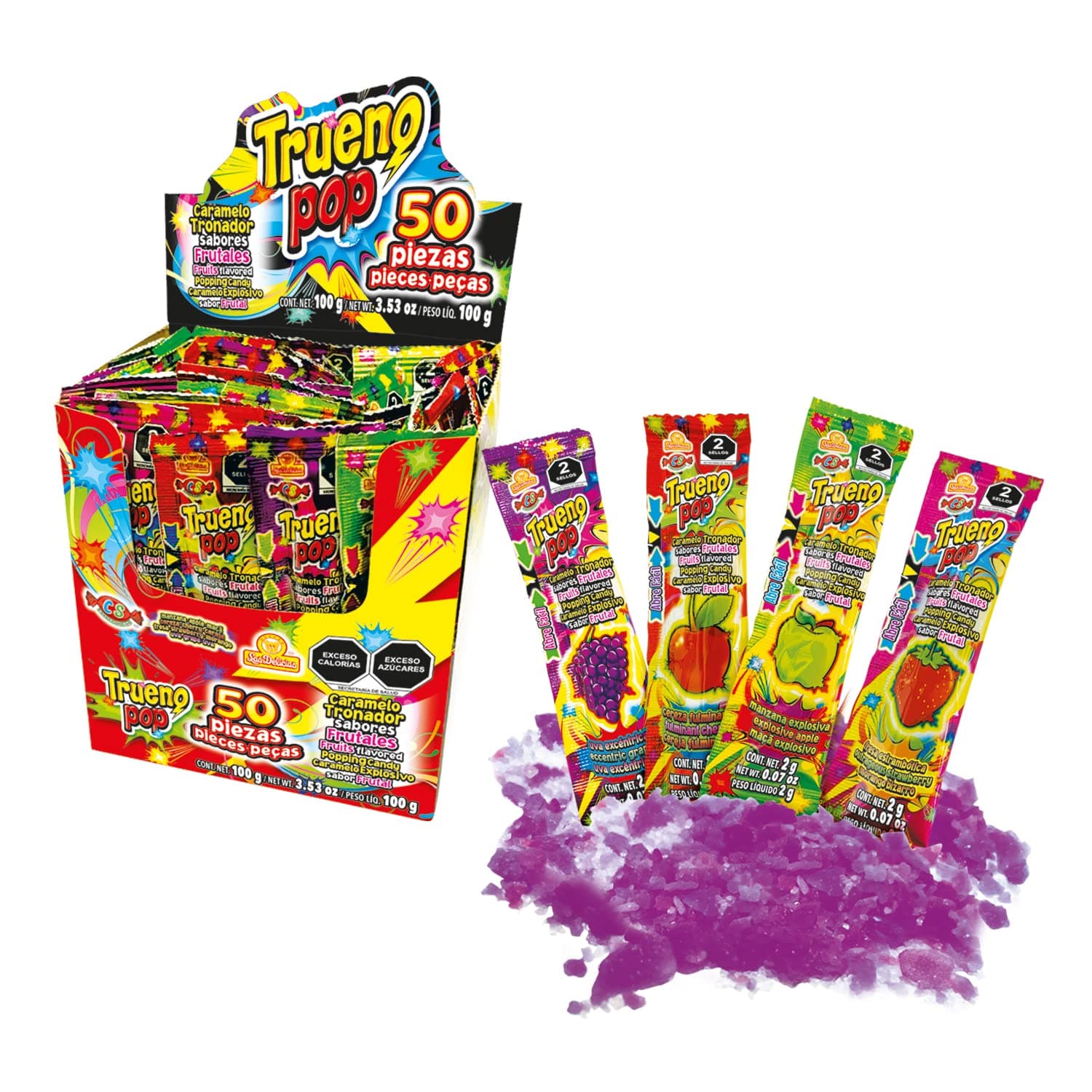 Trueno Pop 50 piezas, Caramelo Tronador Sabores Surtidos, Las Delicias