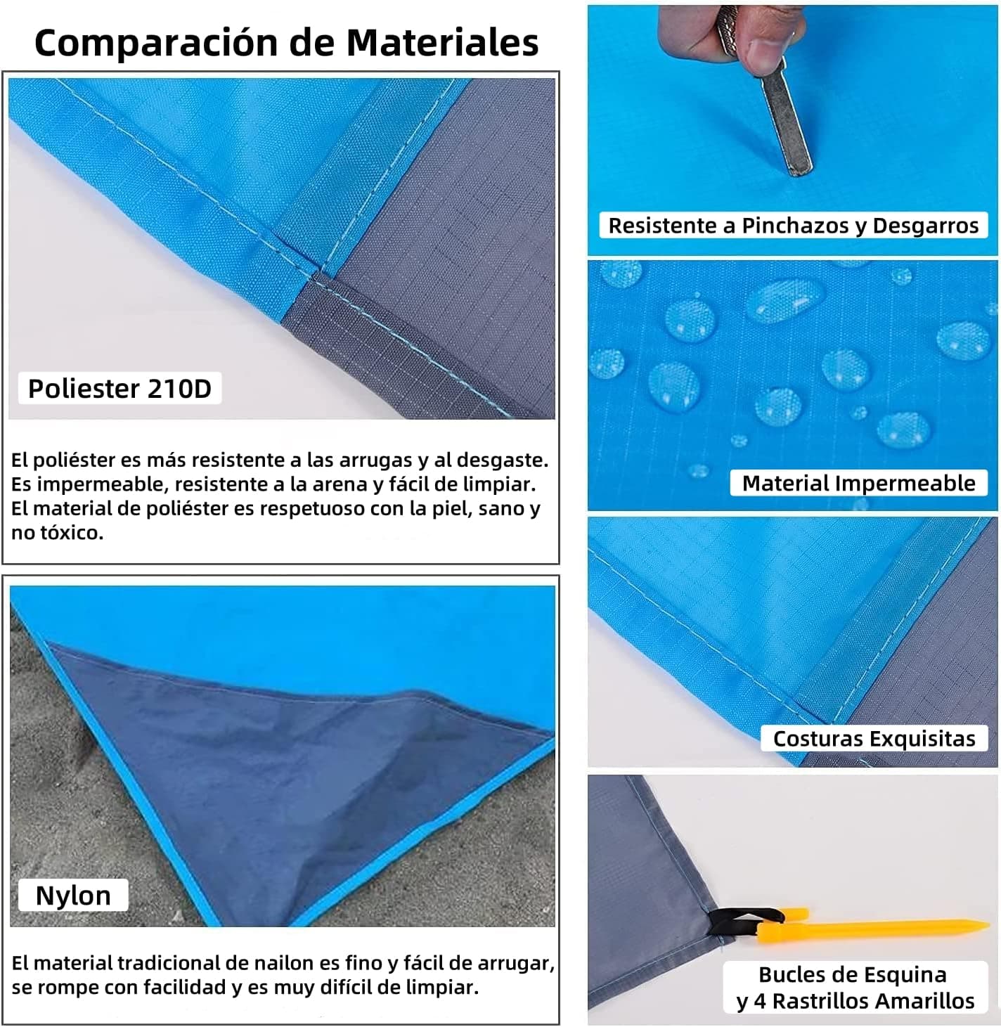 PUBAMALL Manta de Playa, Manta de Playa sin Arena Plegable para Exteriores, Viajes, campamentos