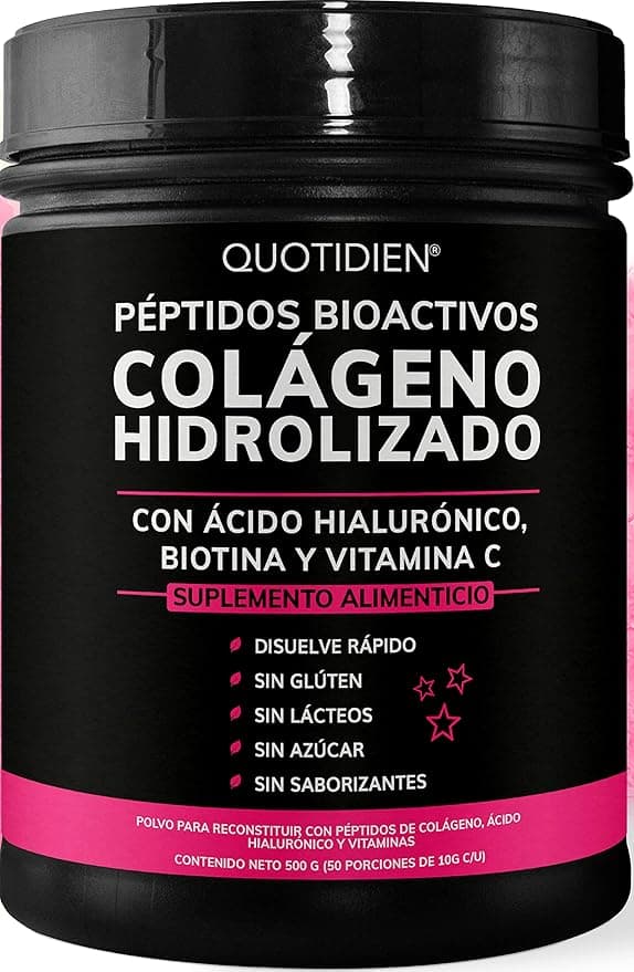 Quotidien Péptidos Bioactivos de Colageno Hidrolizado + Ácido Hialurónico + Biotina + Vitamina