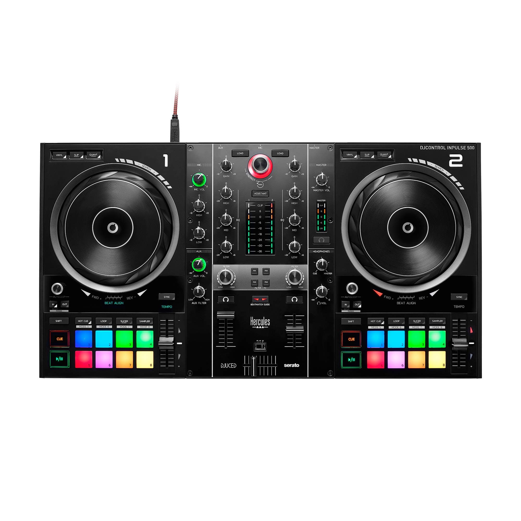 Hercules DJControl Inpulse 500: Controladora de DJ USB de 2 decks para Serato DJ Lite y DJUCED