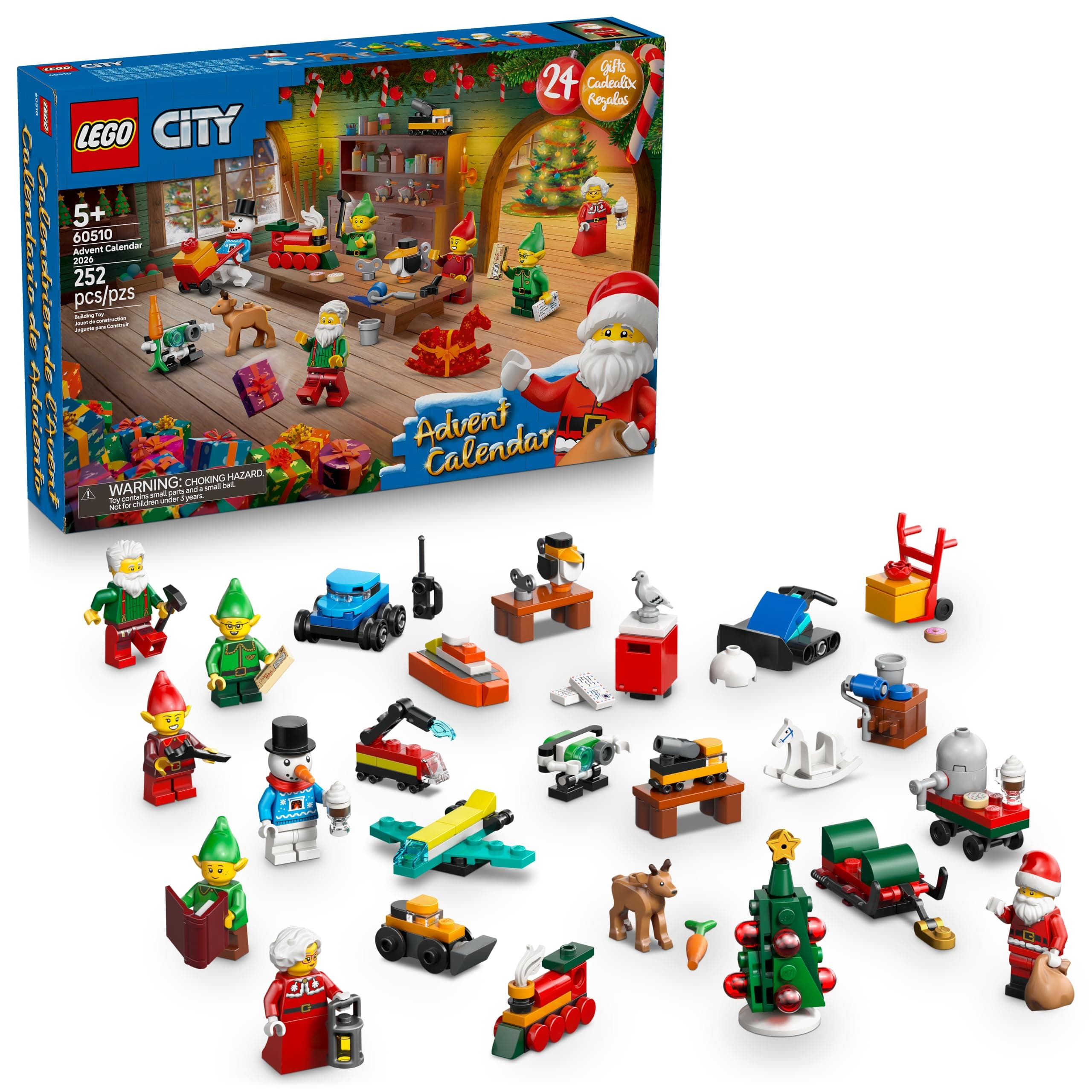 LEGO City Calendario de Adviento 2026 – Taller de Santa Claus Navideño para Niños y Niñas – 60510