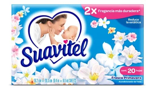 Suavitel Hojas para Secadora y Acondicionadora de Telas Fresca Primavera 20 pz. Disfruta del