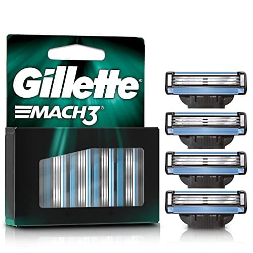 GILLETTE Mach3, Cartucho de Rastrillo para Afeitar, 4 Repuestos con 3 Hojas para Rasurar la Barba