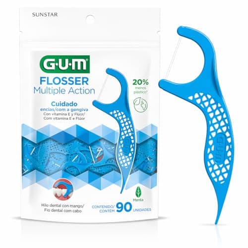GUM - Flossers con Mango Ergonómico Cubiertos con Vitamina E y Flúor - Limpieza Interdental Precisa