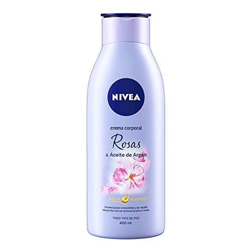 NIVEA Crema Corporal Humectante Senses Rosas y Aceite de Árgan (400 ml), 24 horas Humectación