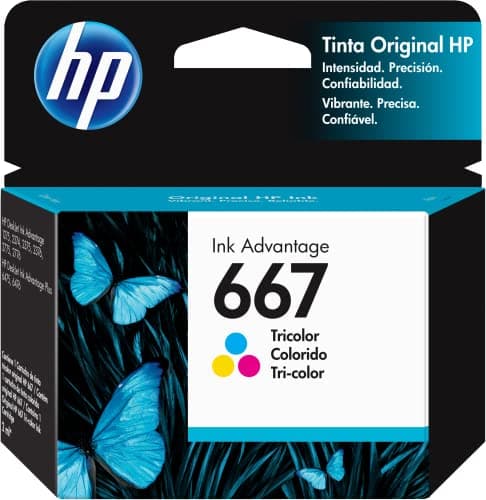 HP Cartucho de Tinta 667 Tricolor Original, para Impresora DeskJet Ink Advantage 1275, 2374, 2375, 2376, 2775, 2776, 6076, 6476, 6476, Rendimiento hasta 100 páginas (3YM78AL)