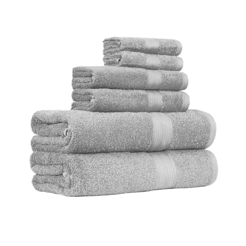 Amazon Basics 6 Piece Oversized Fade resistant Towel set