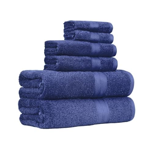 Amazon Basics 6 Piece Oversized Fade resistant Towel set