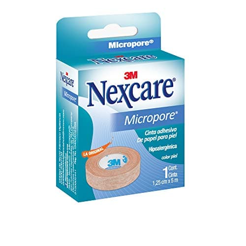 Nexcare 3M, Cinta Microporosa Hipoalergénica, Transpirable y Fácil de Remover, Color Beige, 1.25 cm