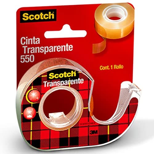 Scotch, 3M Cinta Adhesiva 550 con despachador, Transparente, 12 mm x 30 m, Contiene 1 rollo, Ideal