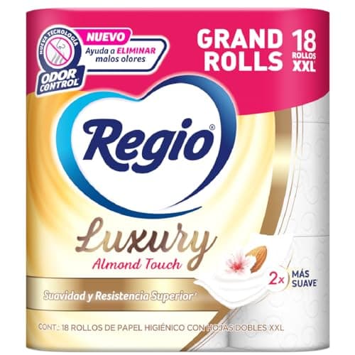 Regio Luxury Almond Touch - Papel Higiénico, Hojas Dobles, 18 Rollos