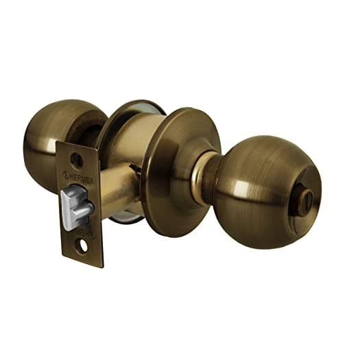 Hermex Basic BAL-LA-RP, Cerradura de pomo tipo esfera para recámara, mecanismo cilíndrico, latón