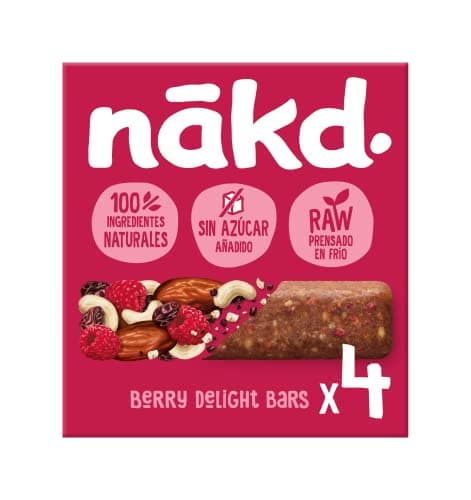 Nakd Berry Delight - Barritas Raw de Fruta y Frutos Secos - 100% Ingredientes Naturales - Sin