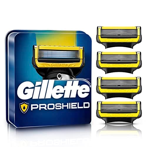 GILLETTE Proshield, Cartucho de Rastrillo para Afeitar, 4 Repuestos con 5 Hojas para Rasurar la