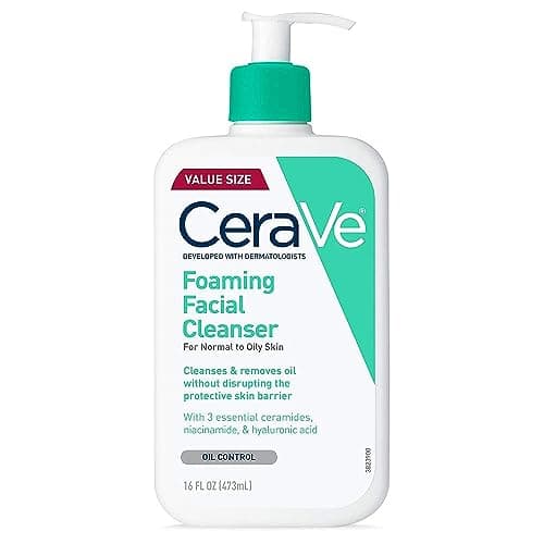 Limpiador facial de espuma CeraVe para el lavado diario de la cara, CeraVe Foaming Facial Cleanser