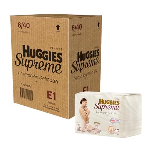 Pañal Huggies Supreme, unisex con 40 pzs, etapa 1, para bebés de 3 a 5.5 kg. Único clinica y