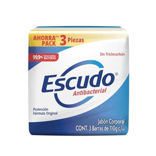 Escudo Antibacterial, Jabón de Tocador Protección Fórmula Original, 3 barras de 110gr