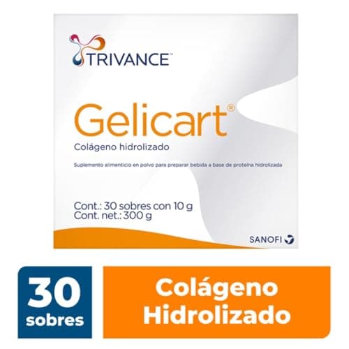 Gelicart Trivance Colágeno Hidrolizado 30 Sobres x 10 g. Suplemento Alimenticio Sin Olor