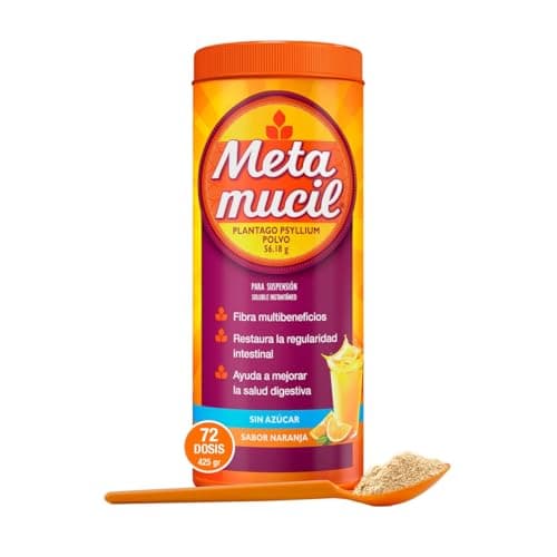Metamucil Suplemento de Fibra Sabor Naranja sin Azucar, 425 g