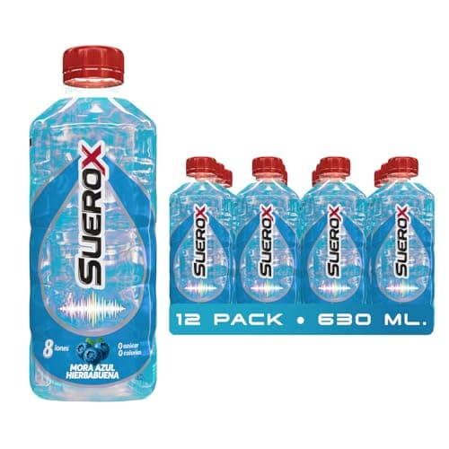 Suerox Mora Azul-Hierbabuena Bebida Hidratante con 8 Iones Esenciales y Electrolitos Sin Azúcar