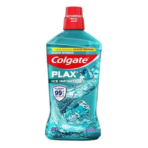 Colgate Enjuague Bucal Plax Ice Infinity 1 L. Elimina Hasta el 99.99% de los Gérmenes. Control