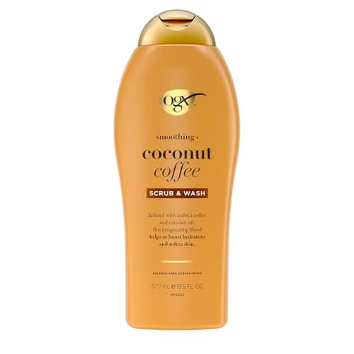 OGX, Body Wash y Exfoliante de Coco y Café, 577 ml