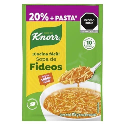 Sopa de Fideos Knorr 20% Más Pasta 4 porciones 115 g