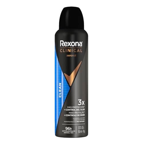 Rexona Clinical Clean Desodorante Antitranspirante para Hombre en Aerosol 3 Veces Más Protección 91