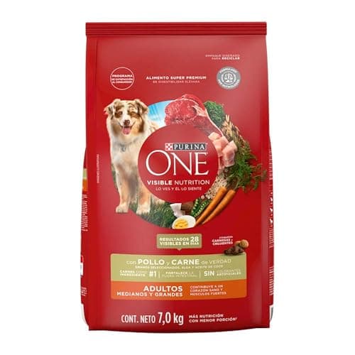 Purina One Adulto Raza Mediana y Grande Sabor Pollo y Carne 7Kg