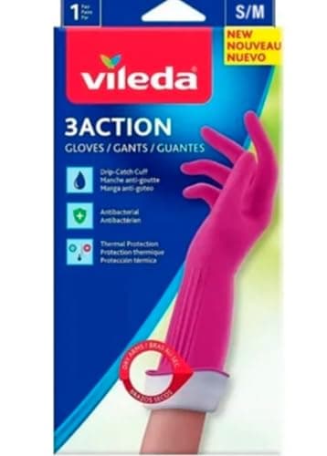 Vileda Guantes para Limpieza 3 Acción Ultra Resistentes S/M