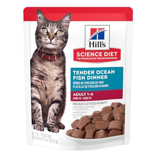 Hill's Science Diet Adult, Alimento Húmedo para Gato en Pouch Sabor Platillo de Pescado Marino, 24