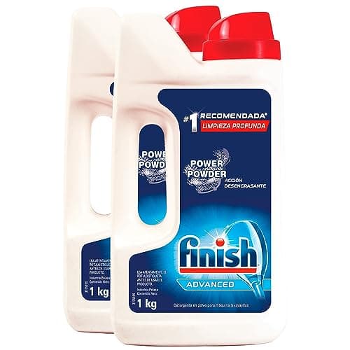Finish® Power Powder, Detergente para lavavajillas en polvo, Paquete de 2, 1Kg c/u