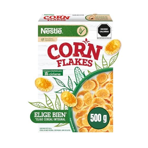 Cereal Nestlé Corn Flakes Hojuelas de Maíz Integral Libre de Gluten|Caja de 500g
